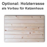 Holzterrasse als Vorbau für Katzenhaus